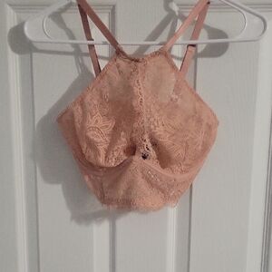 Victoria's Secret Lace Halter Bralette in Soft Peach